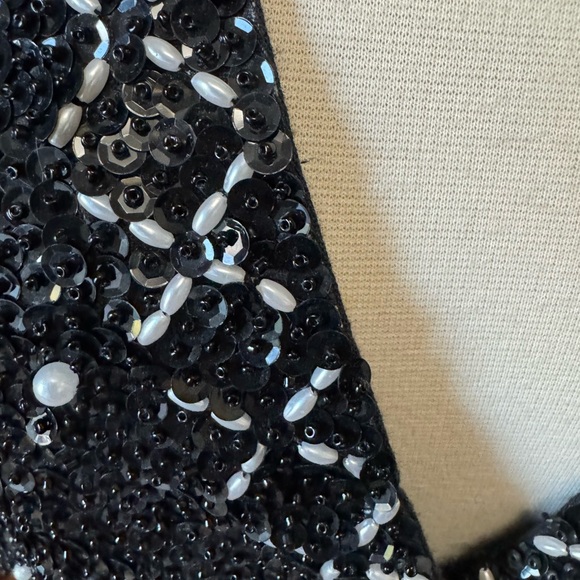 Vintage Y2K Black‎ Beaded Sequin Vest Glam Party Size L - Picture 7 of 10